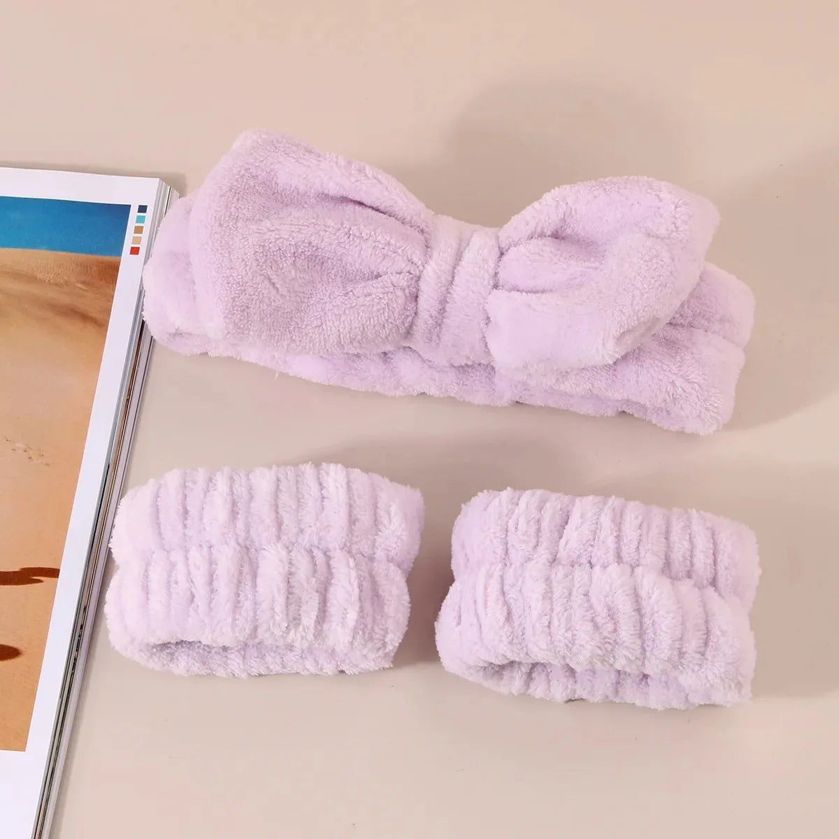 Set Spa Douceur – Bandeau nœud + Poignets absorbants